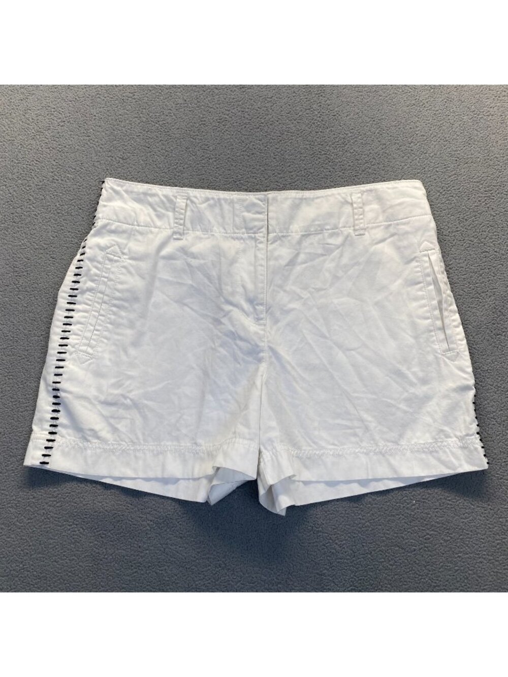 LOFT Tie Waist Short Womens Size 10 White Chino Shorts,Pockets,Zipp,Cotton